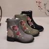Women's Winter Warm Snow Boots Slip On Faux Fur Lining Ankle Booties Shoes Low Chunky Block Heel Embroidered Zipper Fleece Lined Short Boots for Women