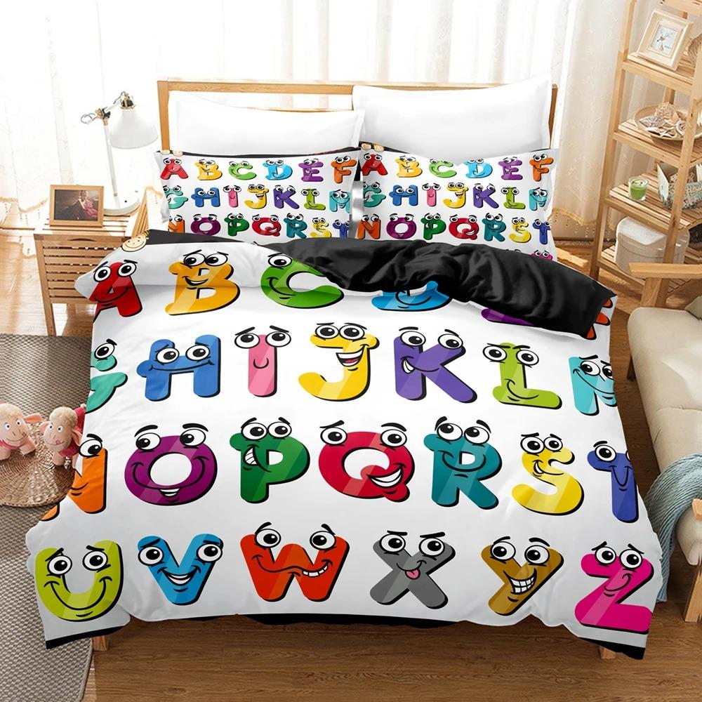 Комплект постельного белья Alphabet Lore Single Twin Full Queen King Size Комплект постельного белья для девочек и мальчиков Пододеяльники для спальни Аниме Пододеяльник