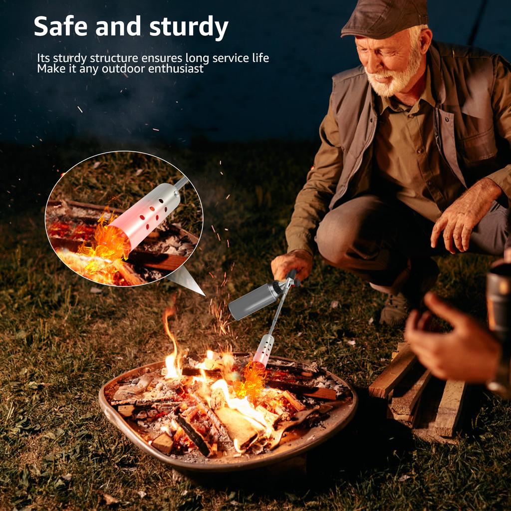 Outside Weed Torch Burner Removable Long Arm Blow Torch Multi-functional Weed Torch Burner with Handle for Outdoor BBQ Camping