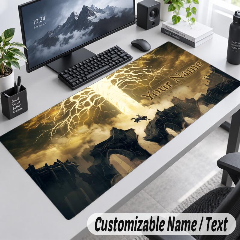 Elden Ring Personalized Large Mouse Pad Custom Name Text Extended Desk Mat Gaming Mousepad