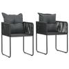 VidaXL Outdoor Chairs 2 Pcs with Pillows Woven Resin Black