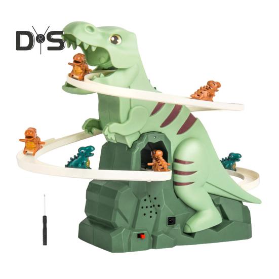 Электрическая игрушка-горка с динозавром и световой музыкой, мультяшный динозавр, автоматическая лестница, американские горки, скользящая игрушка, подарок для малышей, мальчиков и девочек