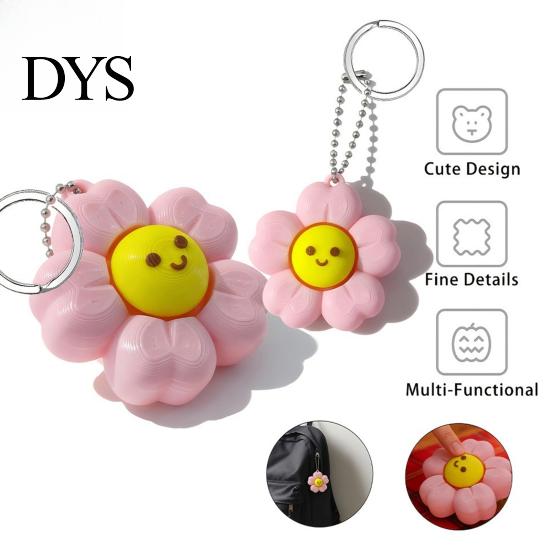 Anxiety Relief Gadget Smiling Flower Keychain Fidget Toy, Floral Clicker Sensory Toy for Stress Relief, Hanging Bag Charm with Ball Chain Key