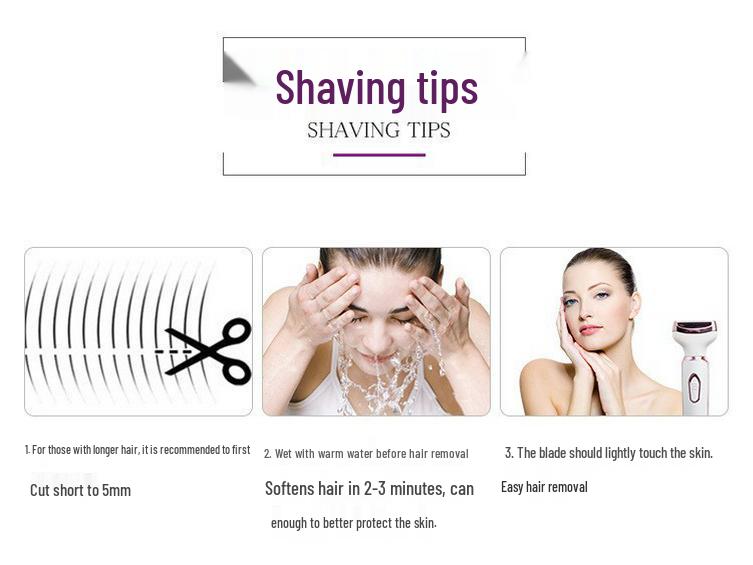 Женская электрическая бритва 4-в-1 для безболезненного бритья с USB-зарядкой