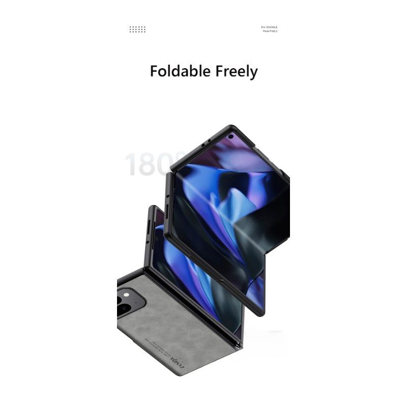 Роскошный деловой ретро кожаный чехол на ощупь для Google Pixel 9 Pro Fold 5G PU кожаный чехол на ощупь однотонный ударопрочный матовый силиконовый мягкий защитный чехол