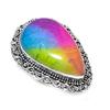 Rainbow Solar Quartz Handmade 925 Sterling Silver Jewelry Ring Size 8 a1K53
