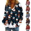 Women's Jacket Fashion Casual Christmas Print Long Sleeve Coat