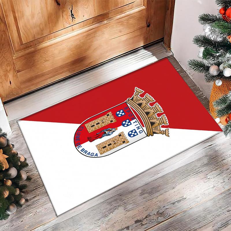 Braga FC Soccer Football Pattern Soft Area Rug Non Slip Indoor Floor Carpet Sports Decor Mat for Bedroom