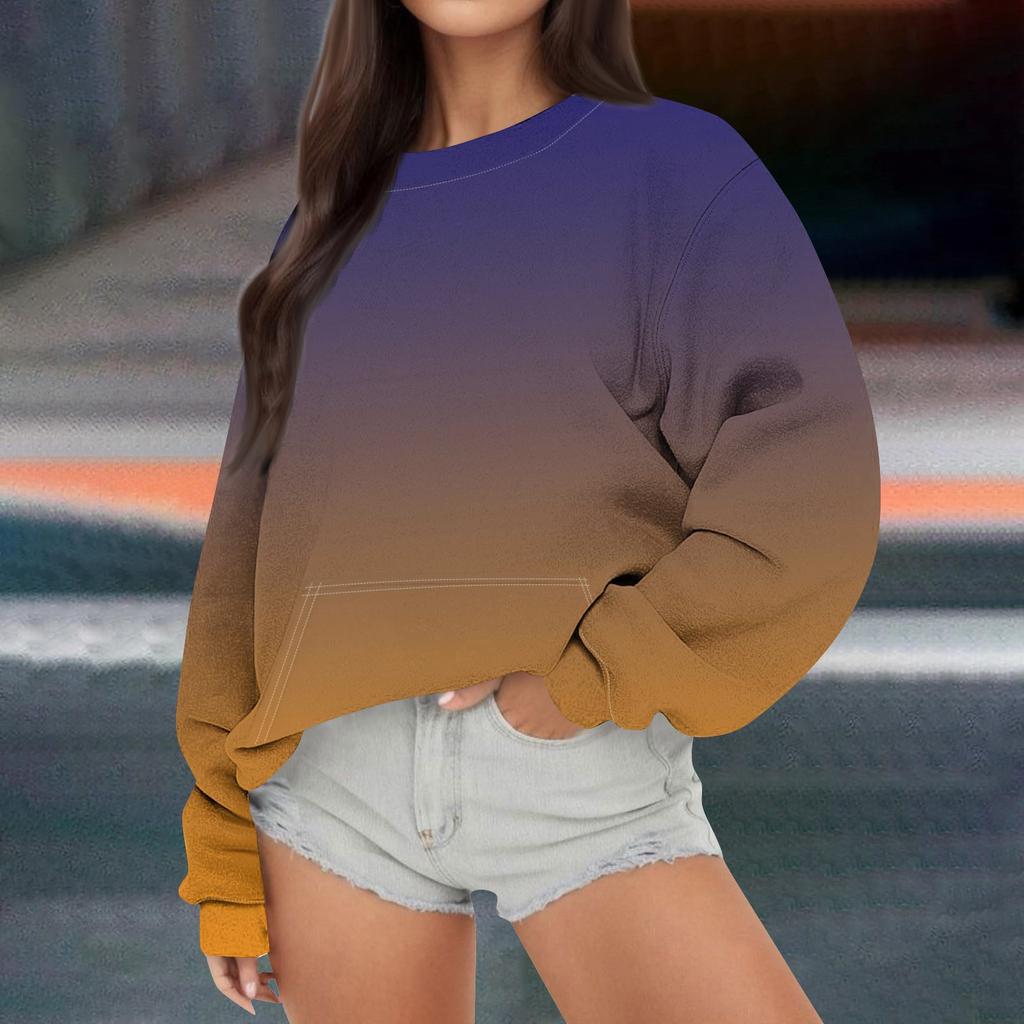 Женская повседневная модная Свободная толстовка с длинным рукавом и круглым вырезом с принтом