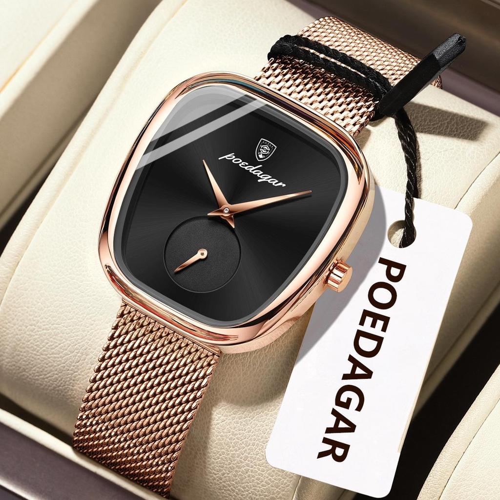 POEDAGAR Luxury Woman Watch Waterproof Stainless Steel Mesh Women's Watches Fashion Elegant Quartz Ladies Wristwatch Reloj