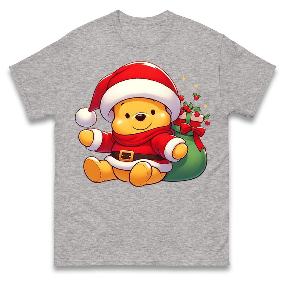 Winnie The Pooh Santa Christmas Tshirt Adorable Festive Family Gift Tee Top
