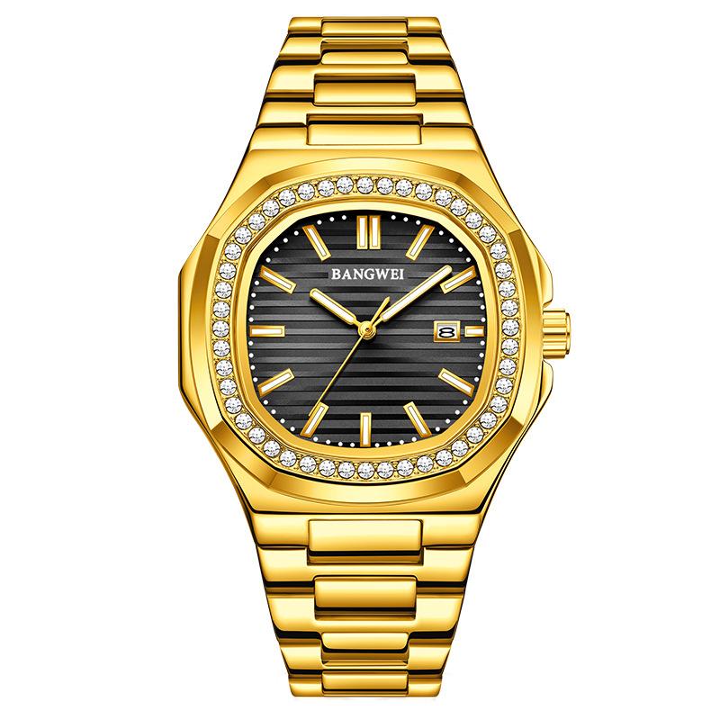 Мужские часы Бизнес Водонепроницаемые Светящиеся Дата Мужские Наручные часы Нержавеющая сталь Квадратный циферблат Кварцевые Мужские часы