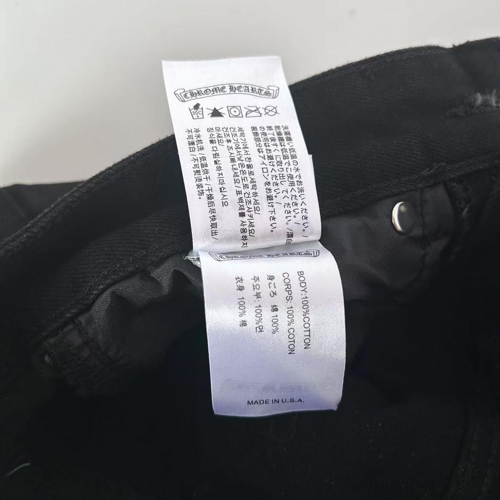 9903 CHROME HEARTS Men's and Women's American Style Trendy Jeans with Fabric Patches, Casual and Fashionable High Street Pants