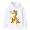 Cute Cartoon Giraffe Print Kids Hooded Sweatshirt, Unisex Boys Girls Pullover Hoodie, Soft Casual Long Sleeve Top For Toddlers Children Daily Wear