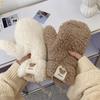 Winter Riding Plus Velvet Thickened Warm and Cold Proof Lamb Velvet Bear Label Cute Gloves for Women Halter Neck Student Gloves