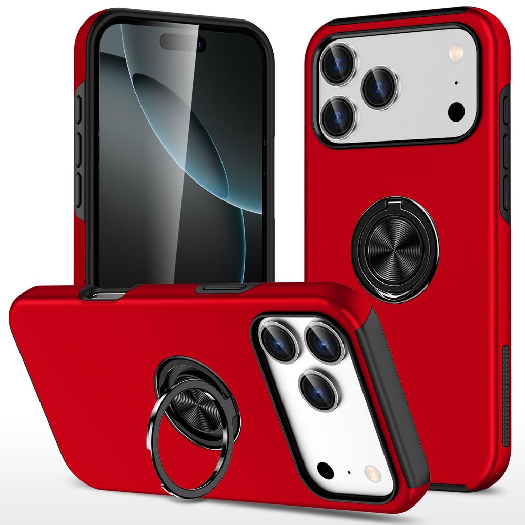 For iPhone 17 Pro Case PC + TPU Phone Cover with Rotatable Ring Holder