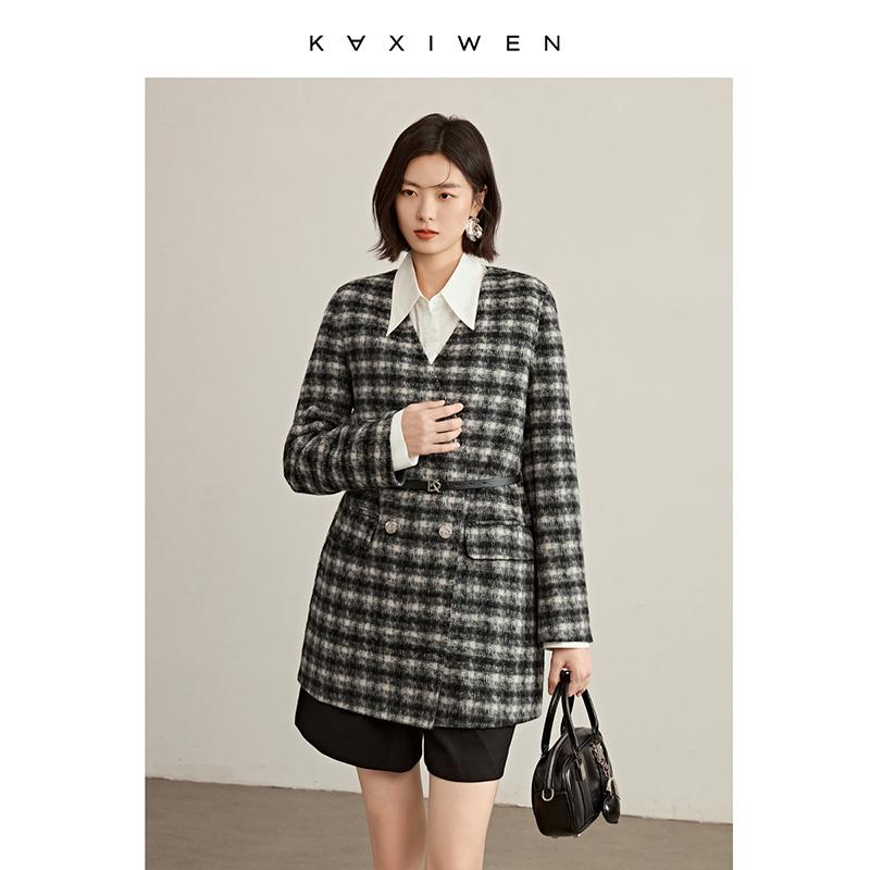 Classic Plaid Double-Sided Wool Coat