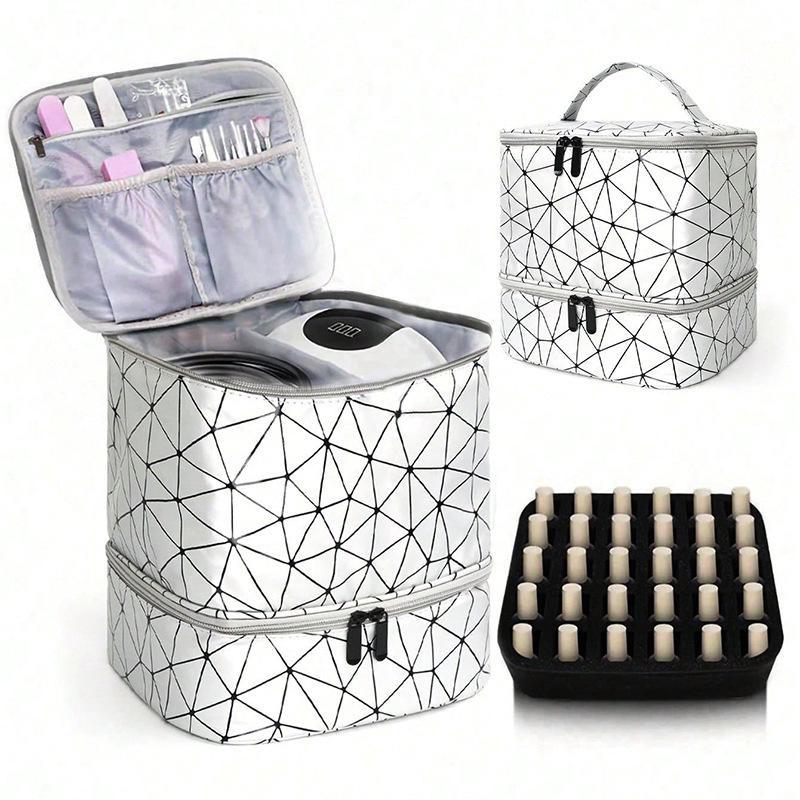Dual-Layer Large-Capacity Cosmetic and Nail Polish Storage Bag