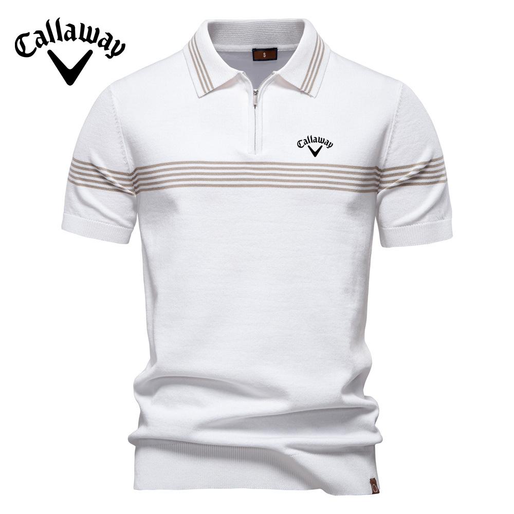 Callaway 2025 Лето Вышитая Новая Рубашка Поло Модная Полосатая Мужская Деловая Рубашка С Короткими Рукавами