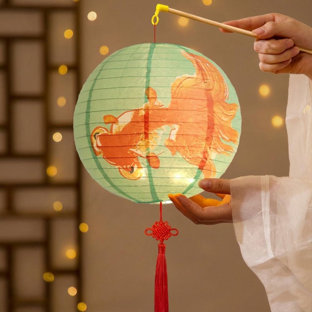 Luminous Mid-Autumn Paper Lanterns Folding DIY Handheld Lanterns Kindergarten Use