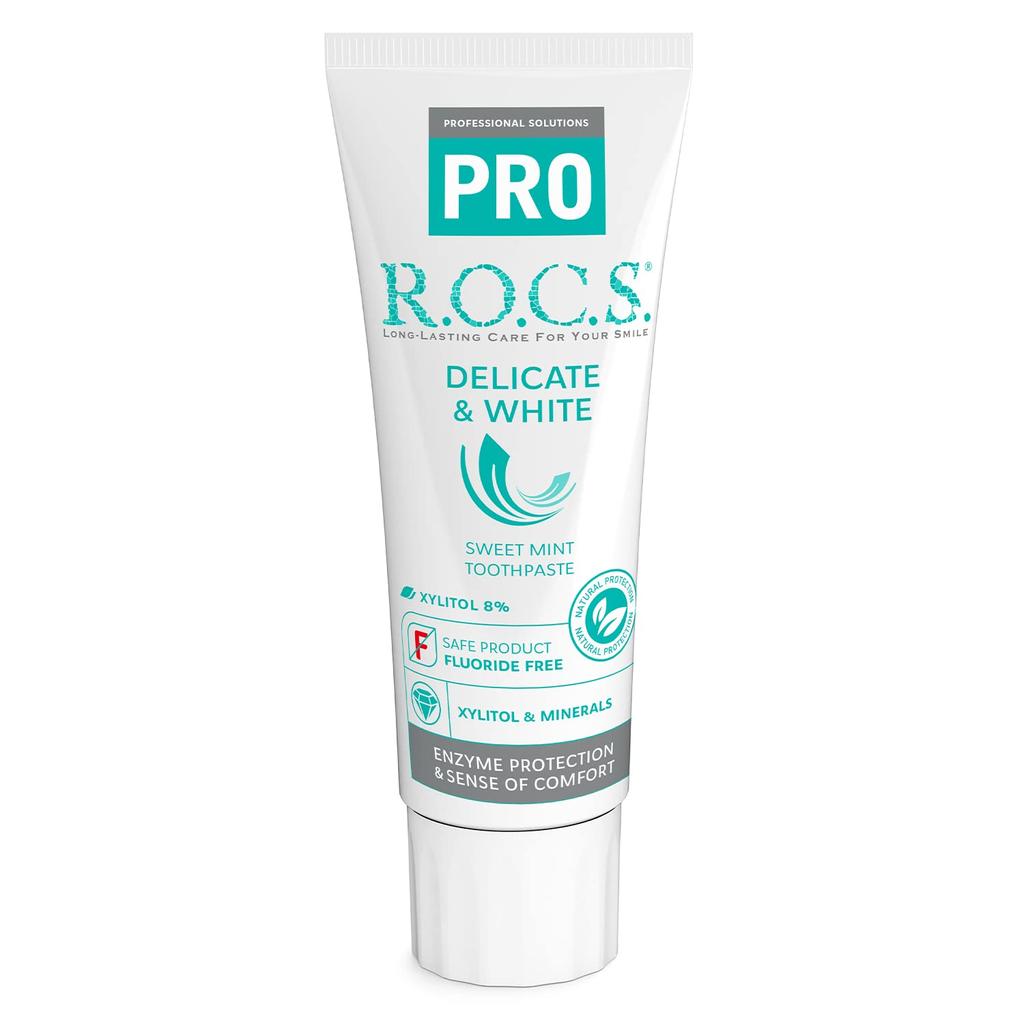 Зубная паста Rocks PRO Delicate White Sweet Mint Whitening с энзимами 94 г ROCS. & [Полный уход]
