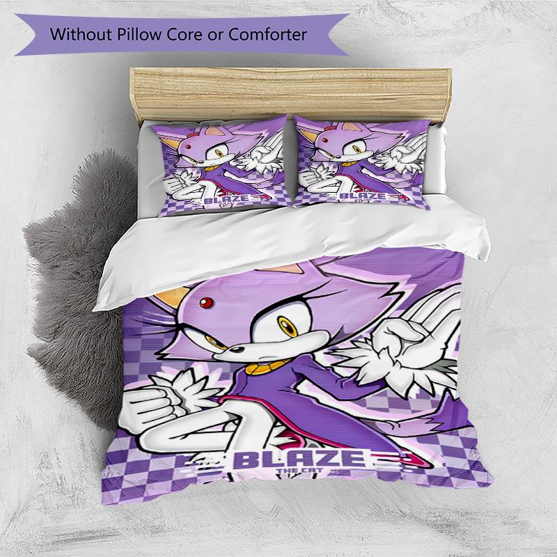 3pcs Duvet Cover Set (1*Duvet Cover + 2*Pillowcase, Without Core), Sonic Print Bedding Set, Bedroom Decor, All‑Season, Birthday Gift