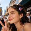 Заколка для волос 4 июля Флаг США Полоски Красный Синий Белый Нескользящая конструкция Заколка Звезда Сердце Топы Форма шляпы Зажим для волос Аксессуар для волос