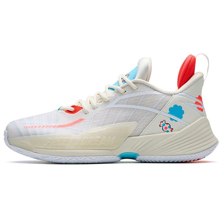 Anta Qingkuang 3 Men Mid Top Basketball Shoes White Red Blue 112231108-3