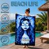 Custom Name Corpse Bride Art Heart In Space Adventure Microfiber Beach Towel, Lightweight for Summer Travel, Swimming Pool Fan Gift