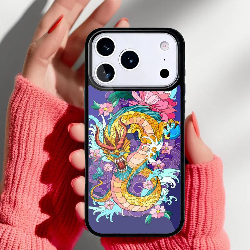 Чехол для телефона в японском стиле с драконом для iPhone 17 16 15 14 13 Pro Max Задняя крышка для 12 11 Pro Coque