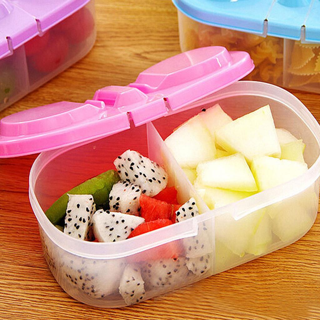 Dual Compartment Kids Snack Container BPA Free Plastic Storage Box With Transparent Lid Leakproof Design For Travel And Home Use