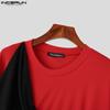 INCERUN Men Round Neck Big Bow Patchwork Long Sleeve Pullover Tops