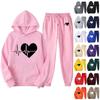 2024 Women's Casual Long Sleeve Loose Pullover Valentine's Day Love Print Drawstring Hoodie Two Piece