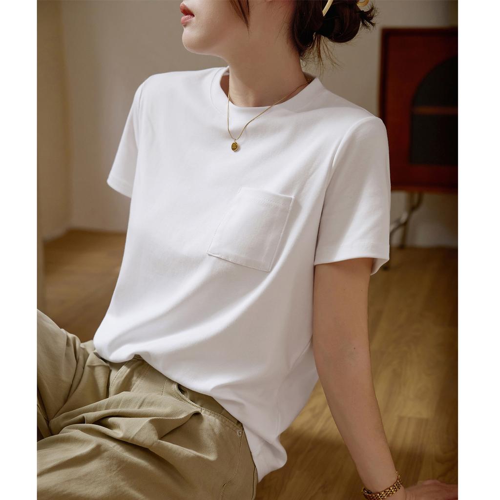 Combed Cotton T-shirt Women's Casual Loose Summer New Versatile Short-sleeved Tops