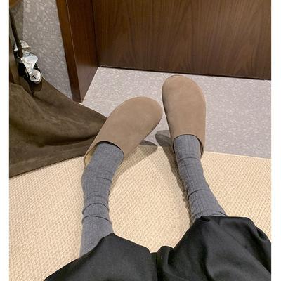 Версия из коровьей кожи~ Z316row ветрозащитные мягкие тапочки-полусапожки с толстой подошвой и большим носком