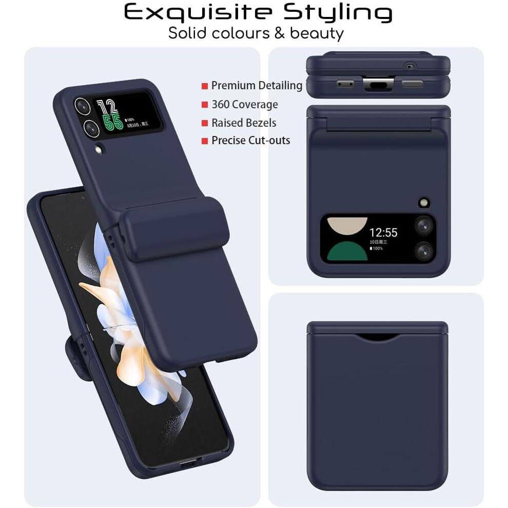 Samsung Galaxy Z Flip 4 Card Holder Case [2x Card Wallet Case] Premium Hybrid Tough Rugged Protective Bumper Case [Hinge Cover]