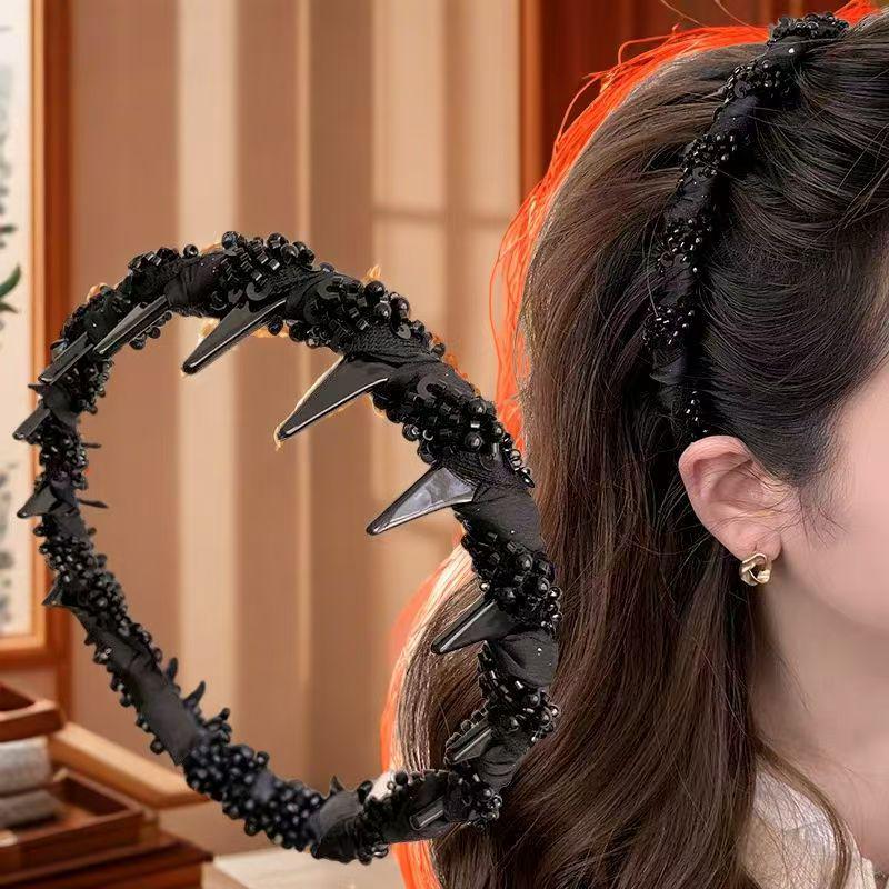 Retro Leopard Print Plush Headband - Non-Slip, Korean Style for Women, Perfect for Autumn and Winter Face Washing