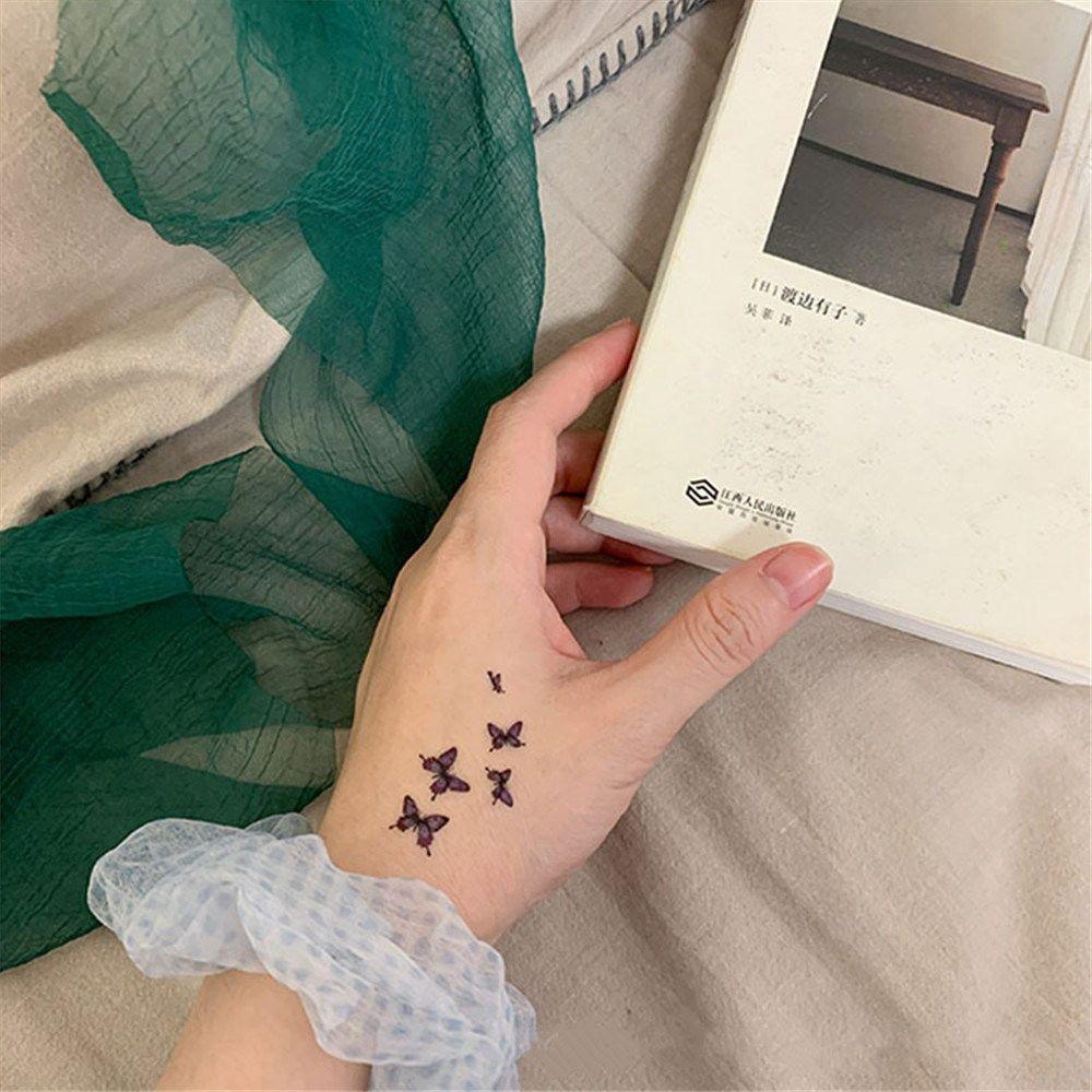 Men Women Temporary Tattoos Waterproof Party Decals Clavicle Blue Butterfly Tattoo Stickers