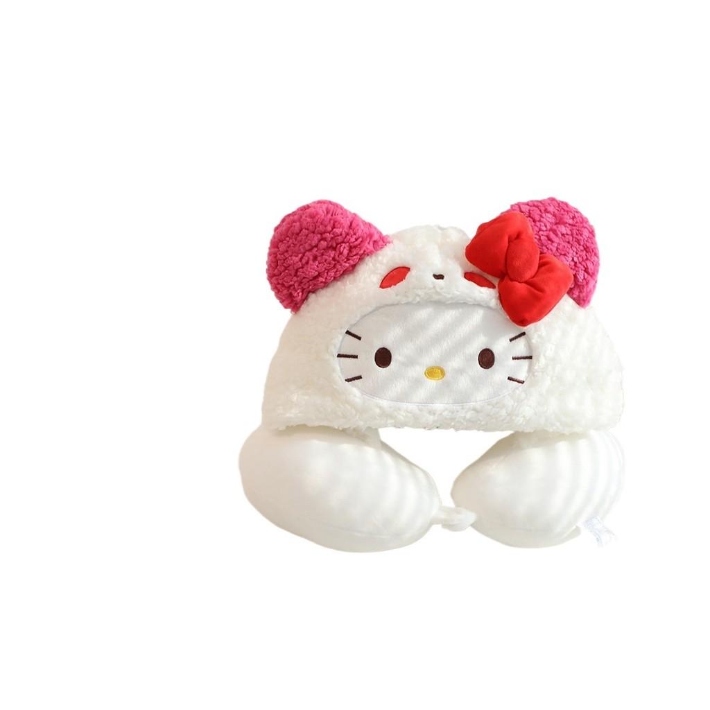 Подушка для шеи в форме буквы U Hello Kitty с милой шапочкой для путешествий и отдыха в офисе
