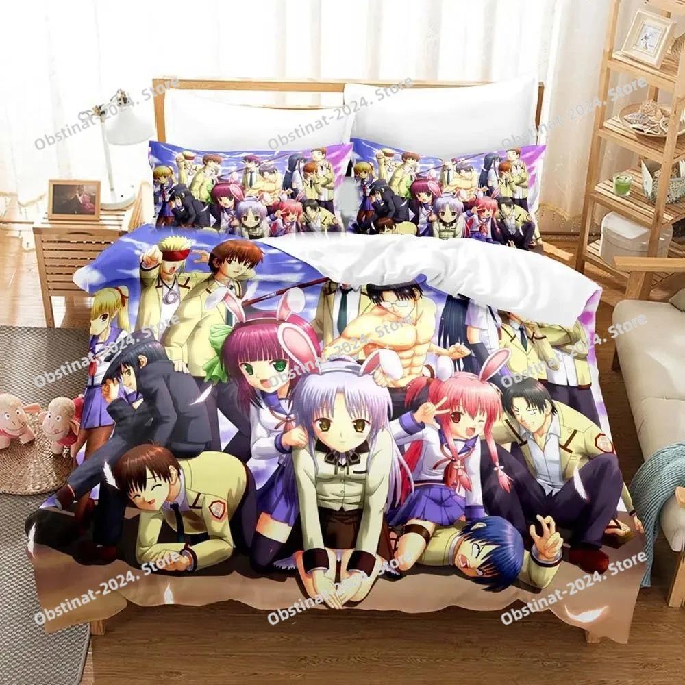 3D Печать Аниме Angel Beats Комплект постельного белья Печатный комплект для кровати Пододеяльник Простыня Наволочка Постель Мягкий чехол для одеяла Размер: Полный, Queen, King