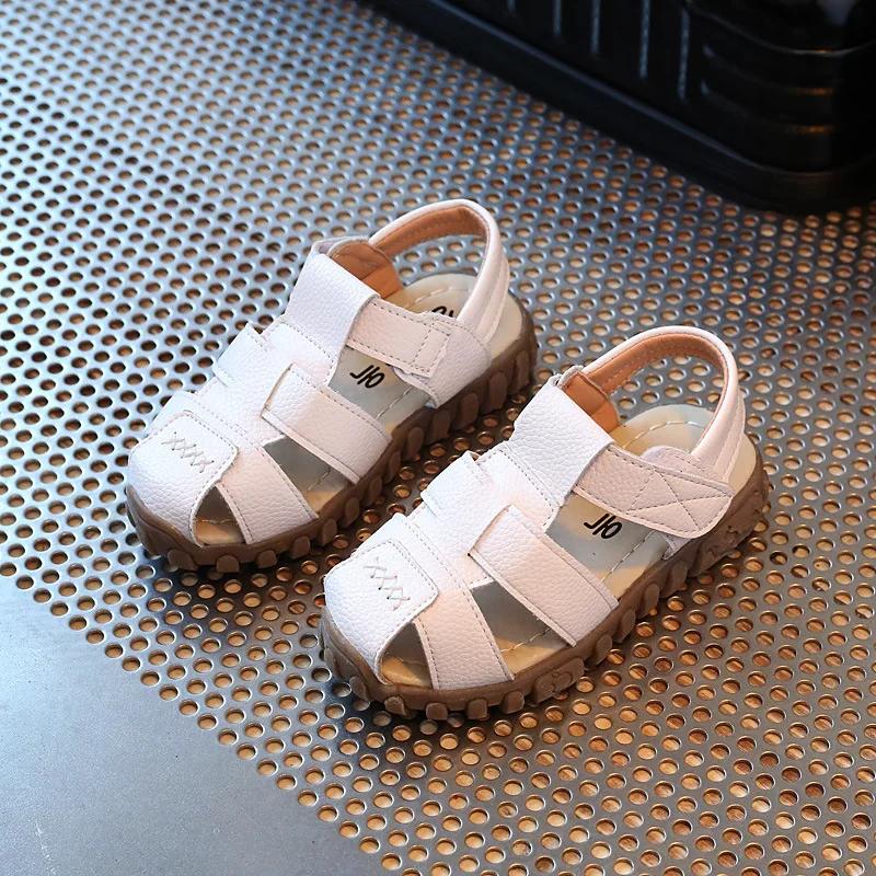 Summer Boys Sandals PU Leather Retro Casual Gladiator Roman Beach Shoes Toddler Boy Cut-outs Soft Soles Kids Shoes Flats H06161