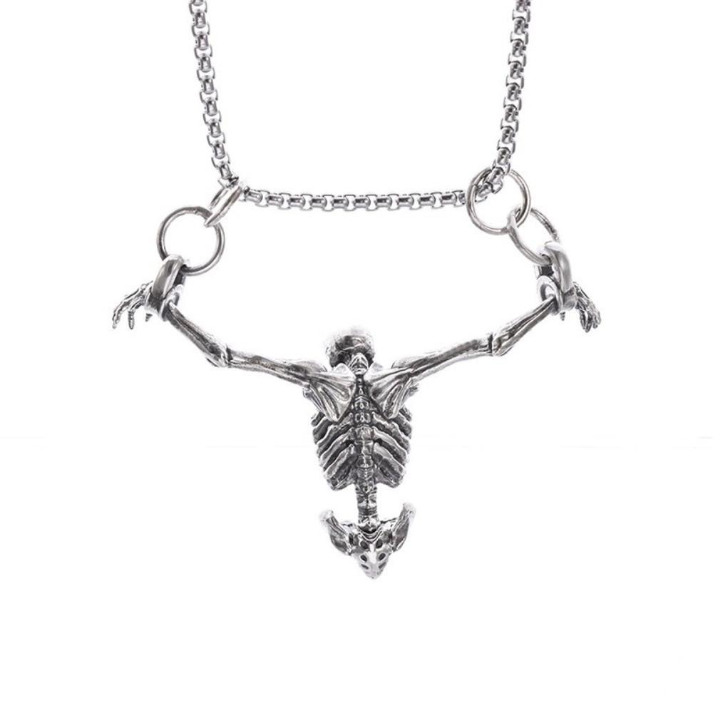 Hip Hop Skull Head Pendent Zinc Zinc Alloy Clavicle Chain Retro Men Necklace Women