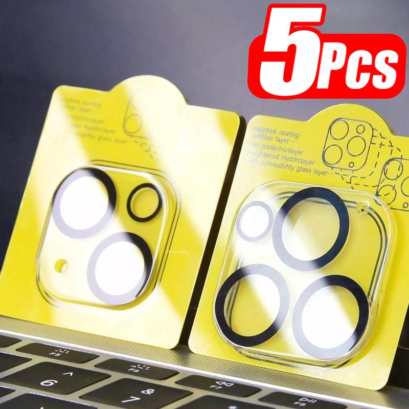 1-5Pcs Tempered Glass for iPhone 17 16 15 14 13 Pro Max Plus Mini Camera Lens Protector Black Circle Protective Lens Film Cover 4
