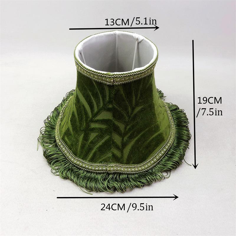 Винтажный европейский абажур из зеленой атласной ткани, абажур из кисточки ручной работы, абажур для настольной лампы, напольный светильник, домашний декор