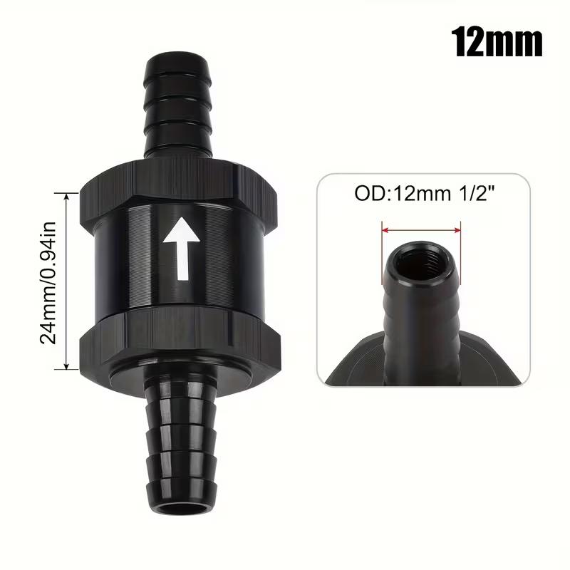 2PCS High Quality Aluminum Alloy 4 6 8 10 12 14mm Fuel Non Return Inline One Way Check Valve For Fuel Line Oil Petrol Diesel Gas