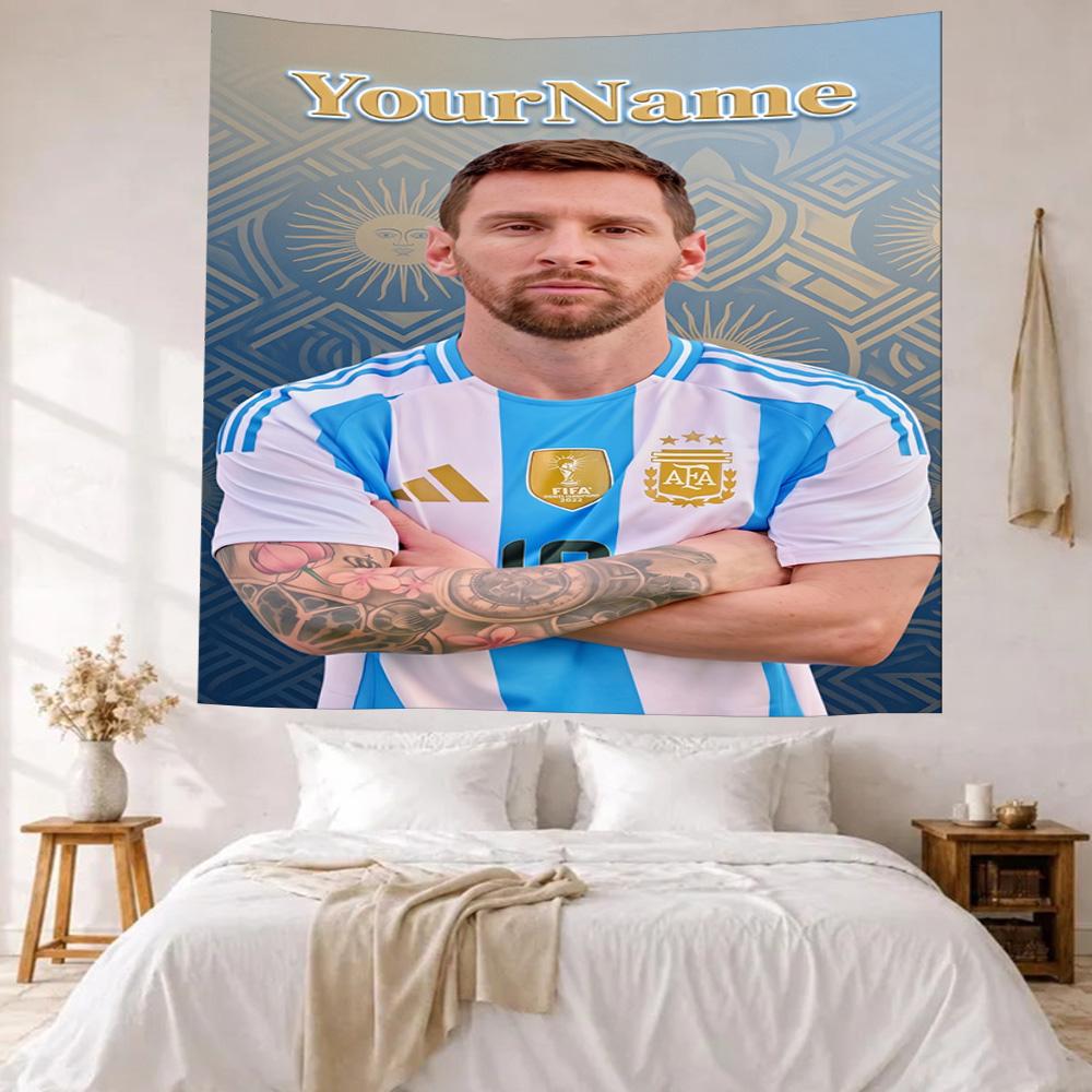 Messi Custom Your Name Wall Decor Tapestry Art For Pet Memorial Birthdaywedding Party Backdrop Family Gift