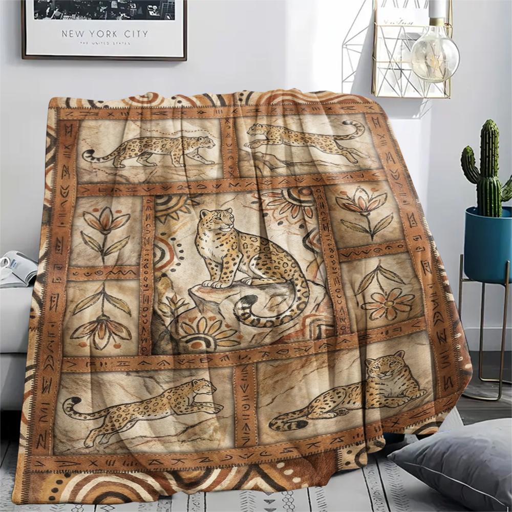 Snow Leopard Animal Print Flannel Blanket, High quality Comfortable for All Seasons, Home Decor, Warmth and Comfort, Perfect for Christmas Gifts120