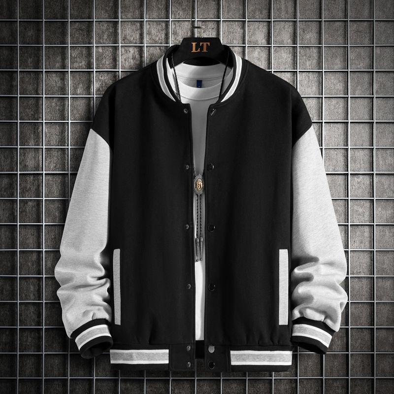 Мужская черная серо-белая однотонная куртка свободного покроя, одежда больших размеров, бейсбольная форма, уличное пальто, теплые флисовые мягкие куртки