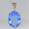 Lab Created 141.45 Ct Blue Sapphire Oval 925 Sterling Silver Flawless Pendant MY-PD-151-NS