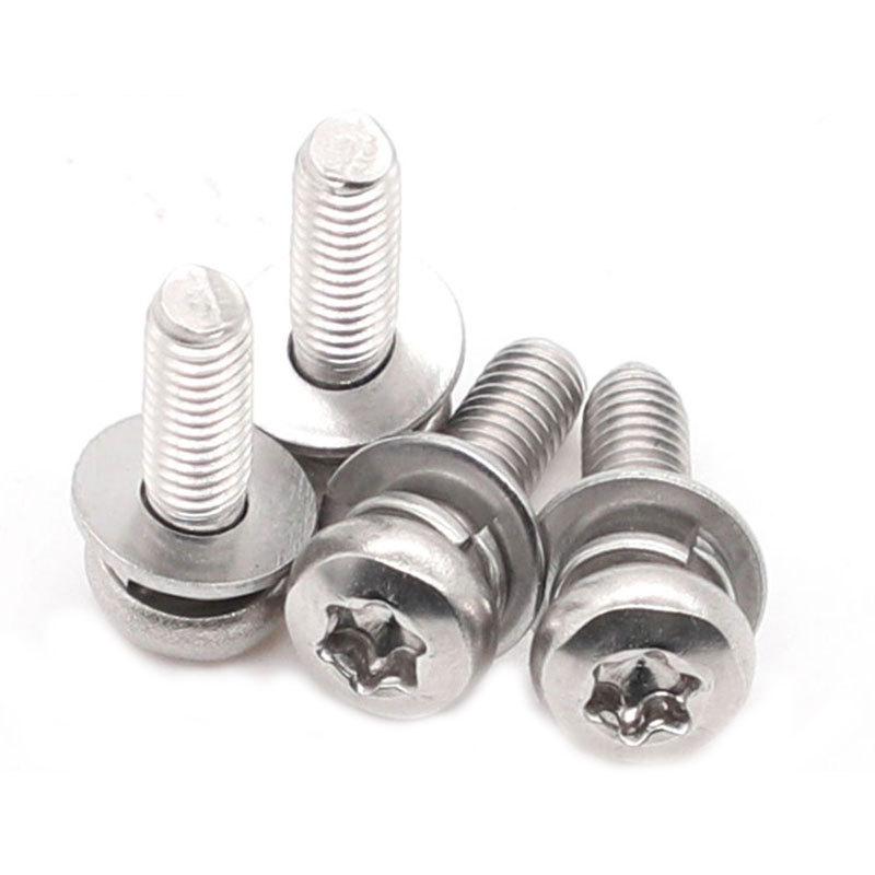 В наличии Антивандальный 304 Нержавеющая сталь Головка Torx Трехкомпонентный комбинированный винт GB2672 M3 M4 M5 M8